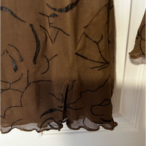 New Pink Brown Mesh Mini Dress Size: M - Picture 7 of 10